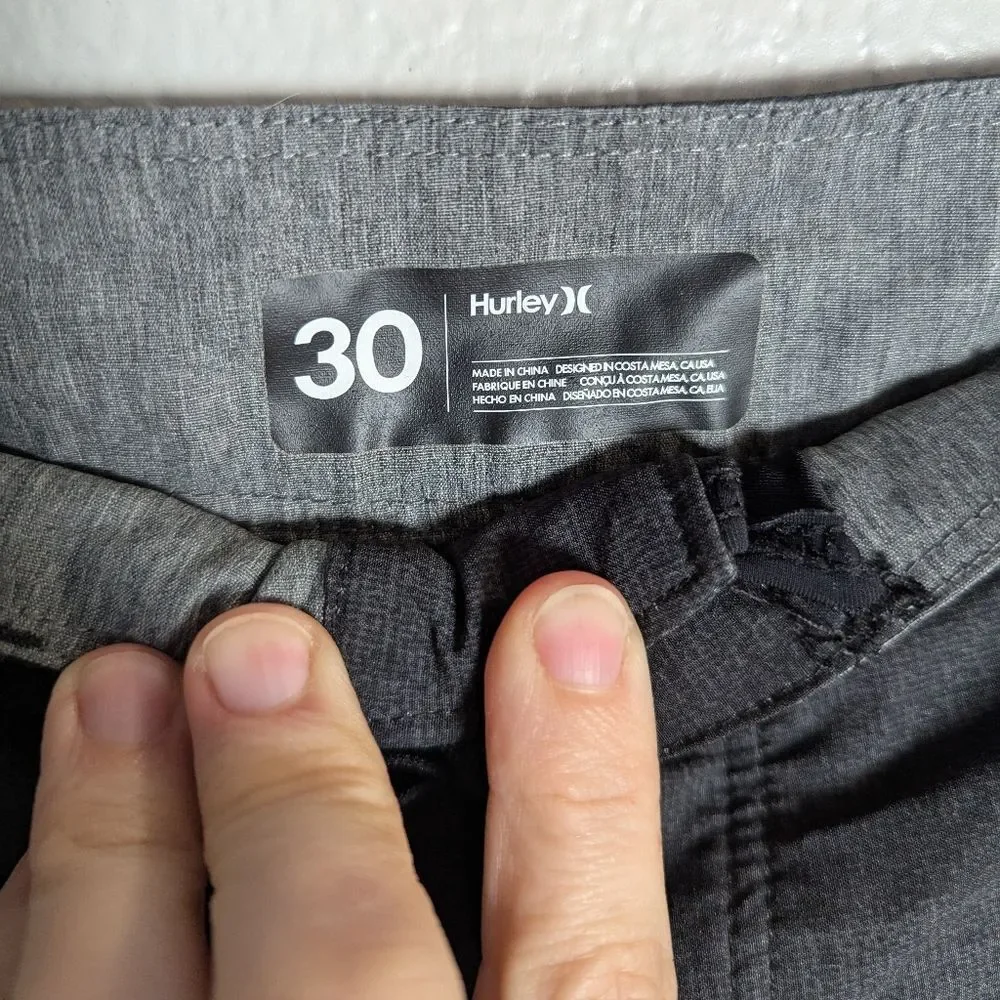 Hurley Phantom Gray & Black Ombre Striped Board Shorts Trunks 30 Mens S